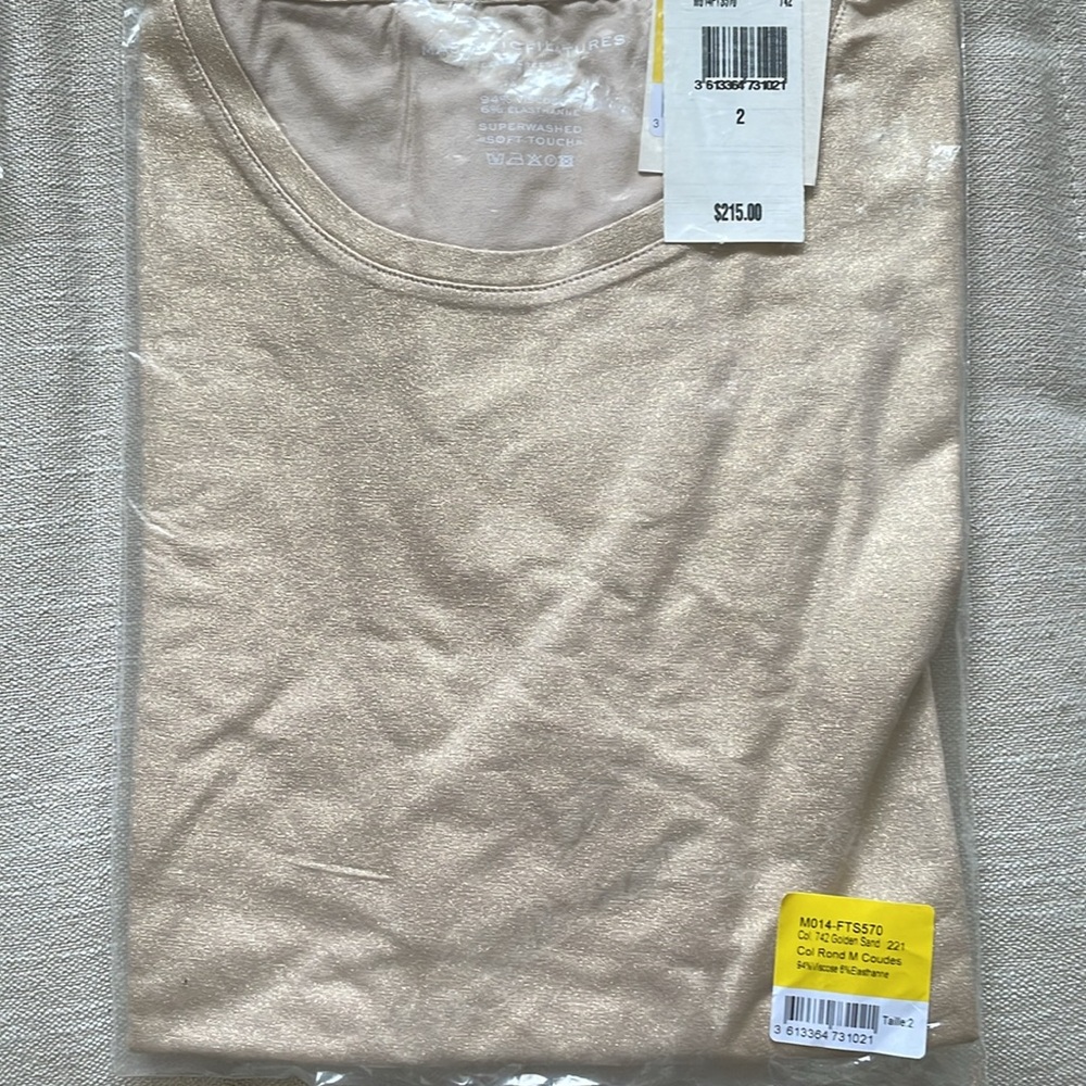 NWT | Majestic Filatures Soft Touch Gold Metallic T Shirt - $215 - Picture 4 of 7